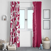 Breast Cancer Awareness Maori Window Curtain Koru Kowhaiwhai LT7 - Polynesian Pride