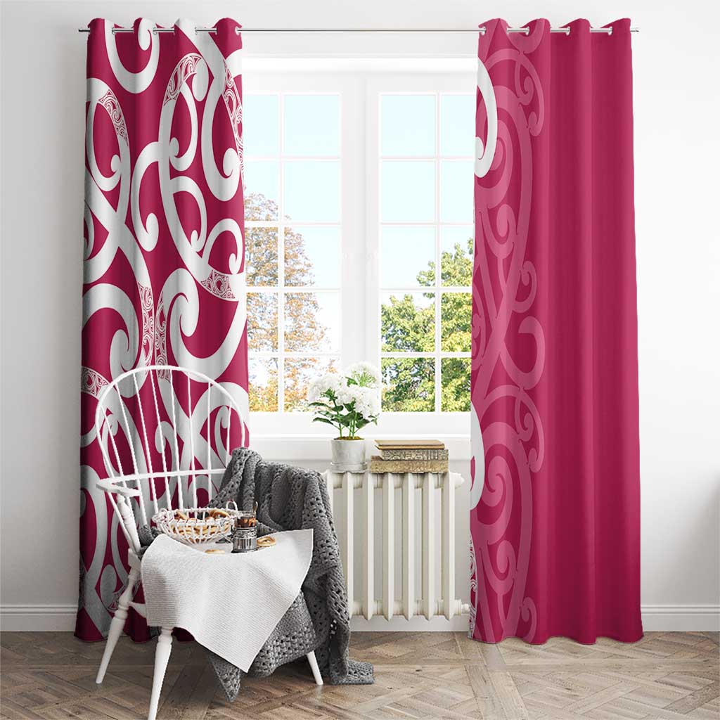 Breast Cancer Awareness Maori Window Curtain Koru Kowhaiwhai LT7 - Polynesian Pride