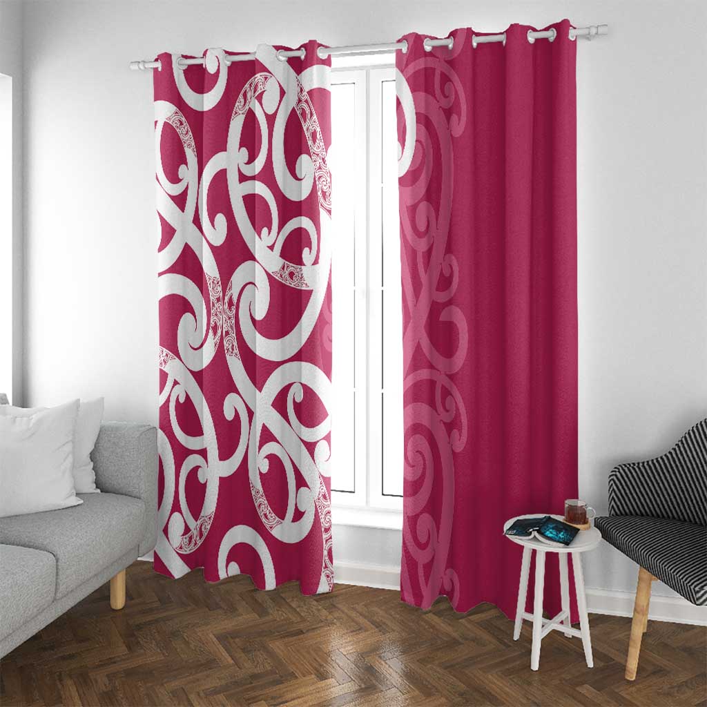 Breast Cancer Awareness Maori Window Curtain Koru Kowhaiwhai LT7 With Grommets Pink - Polynesian Pride