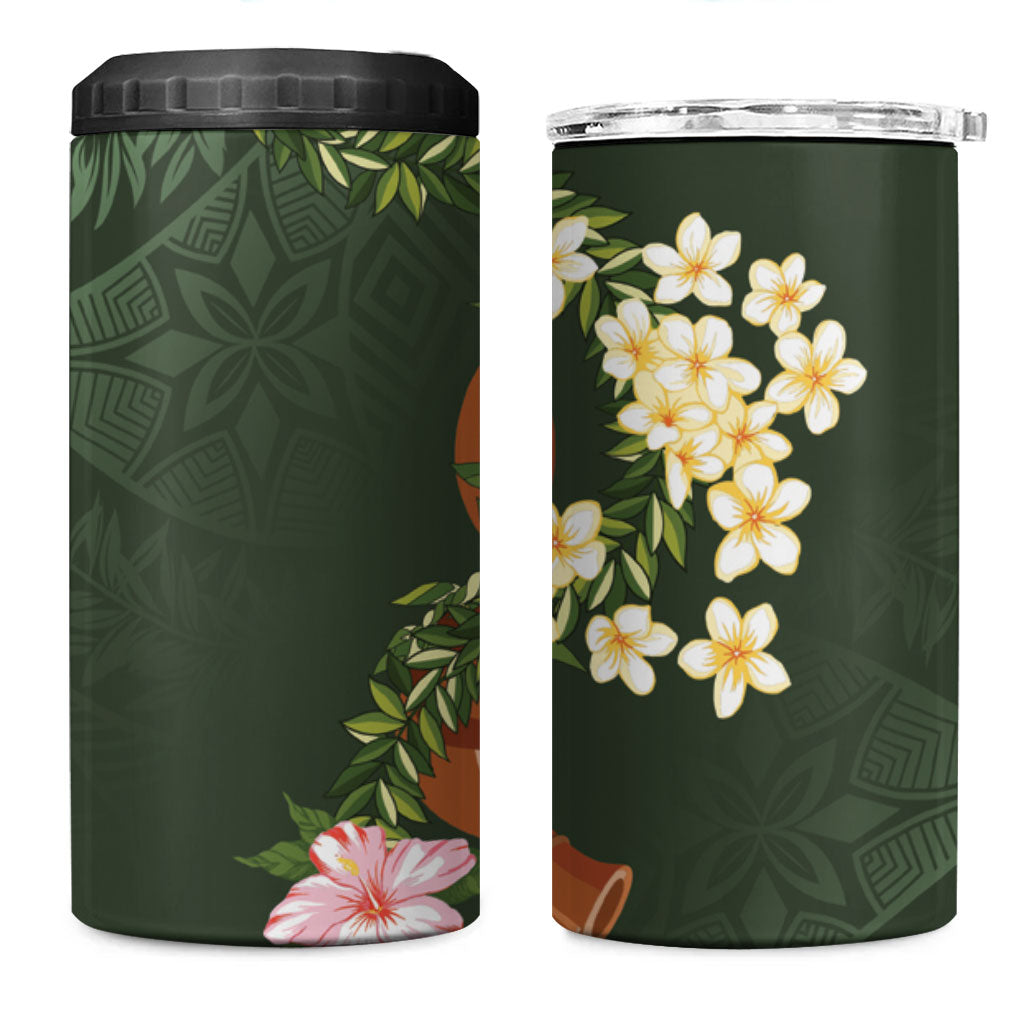 Aloha Hawaii Ipu Gourd Mix Maile Lei 4 in 1 Can Cooler Tumbler Sage Green LT7 One Size: 16 oz Sage Green - Polynesian Pride