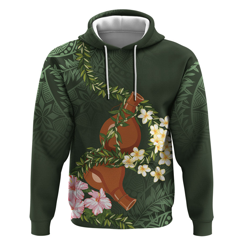 Aloha Hawaii Ipu Gourd Mix Maile Lei Hoodie Sage Green LT7 Pullover Hoodie Sage Green - Polynesian Pride