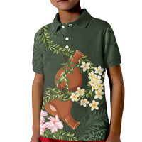 Aloha Hawaii Ipu Gourd Mix Maile Lei Kid Polo Shirt Sage Green LT7 Kid Sage Green - Polynesian Pride