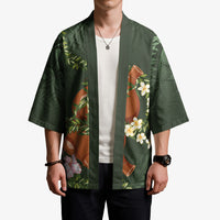Aloha Hawaii Ipu Gourd Mix Maile Lei Kimono Sage Green LT7 - Polynesian Pride