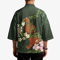 Aloha Hawaii Ipu Gourd Mix Maile Lei Kimono Sage Green LT7 - Polynesian Pride