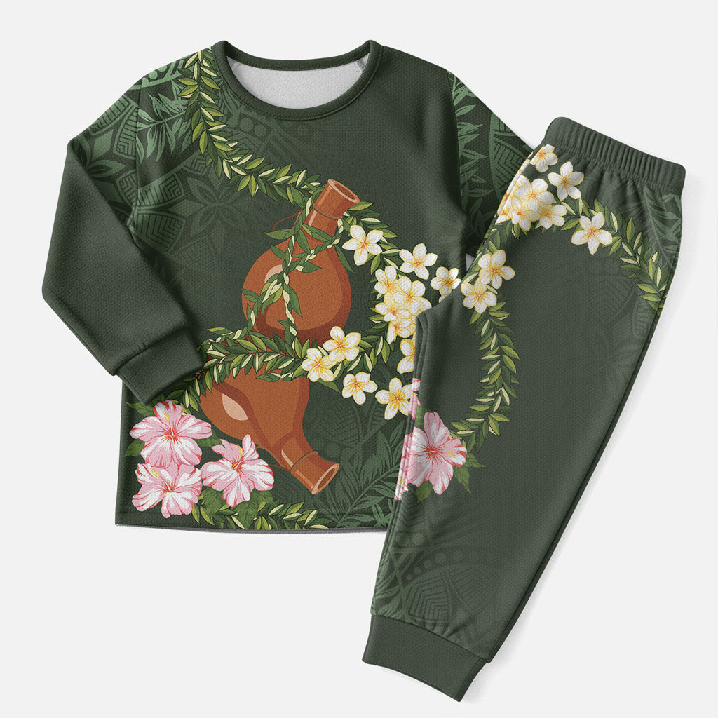 Aloha Hawaii Ipu Gourd Mix Maile Lei Christmas Pajama Set Sage Green LT7 Men Sage Green - Polynesian Pride