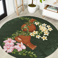 Aloha Hawaii Ipu Gourd Mix Maile Lei Round Carpet Sage Green LT7 Sage Green - Polynesian Pride