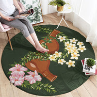 Aloha Hawaii Ipu Gourd Mix Maile Lei Round Carpet Sage Green LT7 - Polynesian Pride