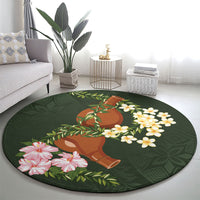 Aloha Hawaii Ipu Gourd Mix Maile Lei Round Carpet Sage Green LT7 - Polynesian Pride