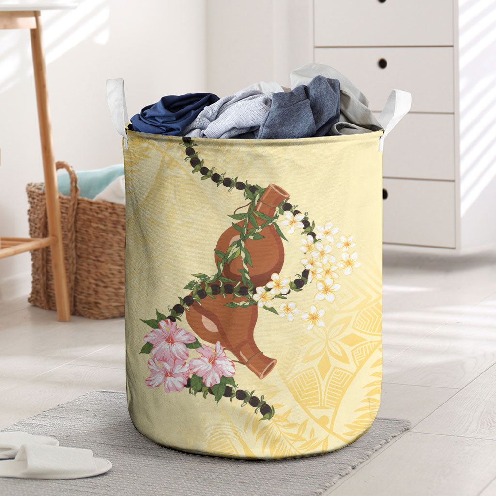Aloha Hawaii Ipu Gourd Mix Kukui Nut Lei Laundry Basket Lemon Yellow LT7 Lemon Yellow - Polynesian Pride