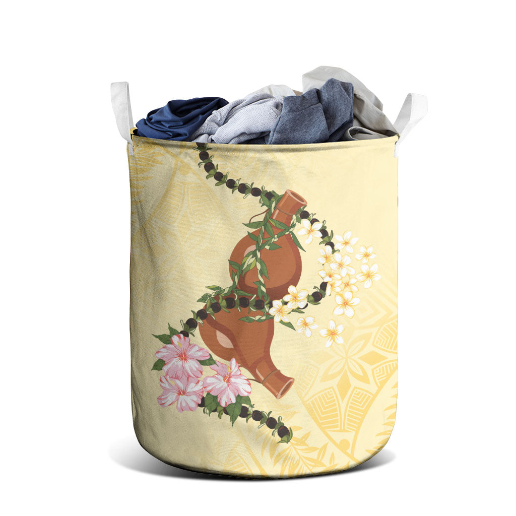 Aloha Hawaii Ipu Gourd Mix Kukui Nut Lei Laundry Basket Lemon Yellow LT7 - Polynesian Pride