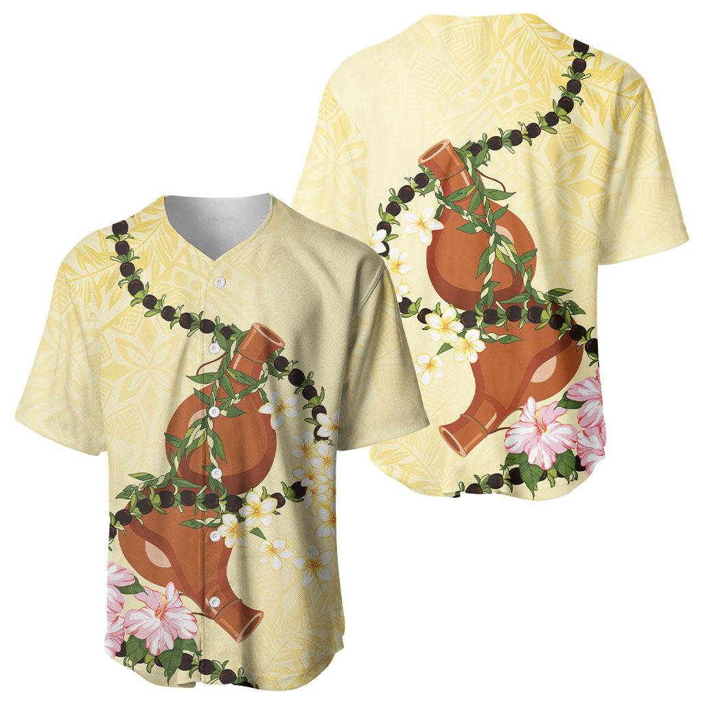 Aloha Hawaii Ipu Gourd Mix Kukui Nut Lei Baseball Jersey Lemon Yellow LT7 - Polynesian Pride