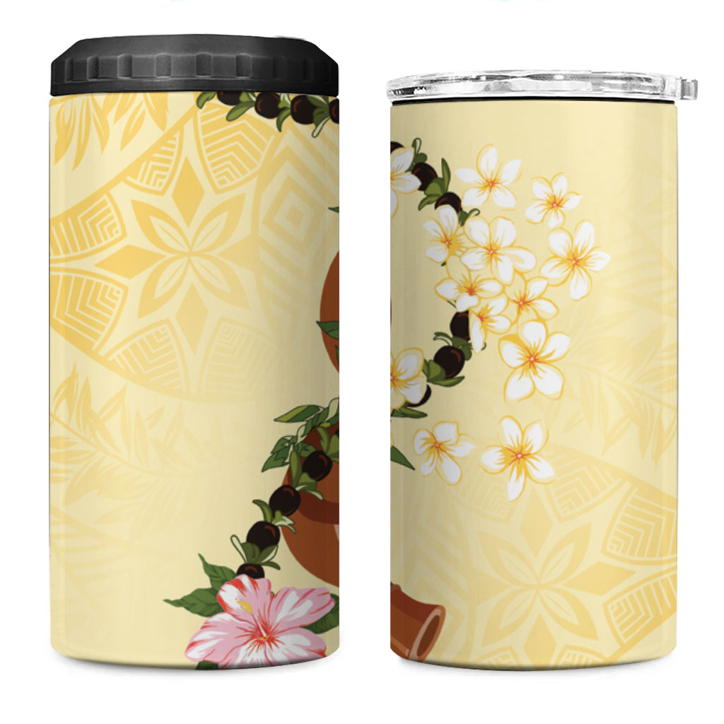 Aloha Hawaii Ipu Gourd Mix Kukui Nut Lei 4 in 1 Can Cooler Tumbler Lemon Yellow LT7 One Size: 16 oz Lemon Yellow - Polynesian Pride