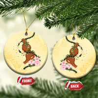 Aloha Hawaii Ipu Gourd Mix Kukui Nut Lei Ceramic Ornament Lemon Yellow LT7 Circle Lemon Yellow - Polynesian Pride