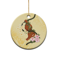 Aloha Hawaii Ipu Gourd Mix Kukui Nut Lei Ceramic Ornament Lemon Yellow LT7 - Polynesian Pride