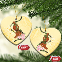 Aloha Hawaii Ipu Gourd Mix Kukui Nut Lei Ceramic Ornament Lemon Yellow LT7 Heart Lemon Yellow - Polynesian Pride