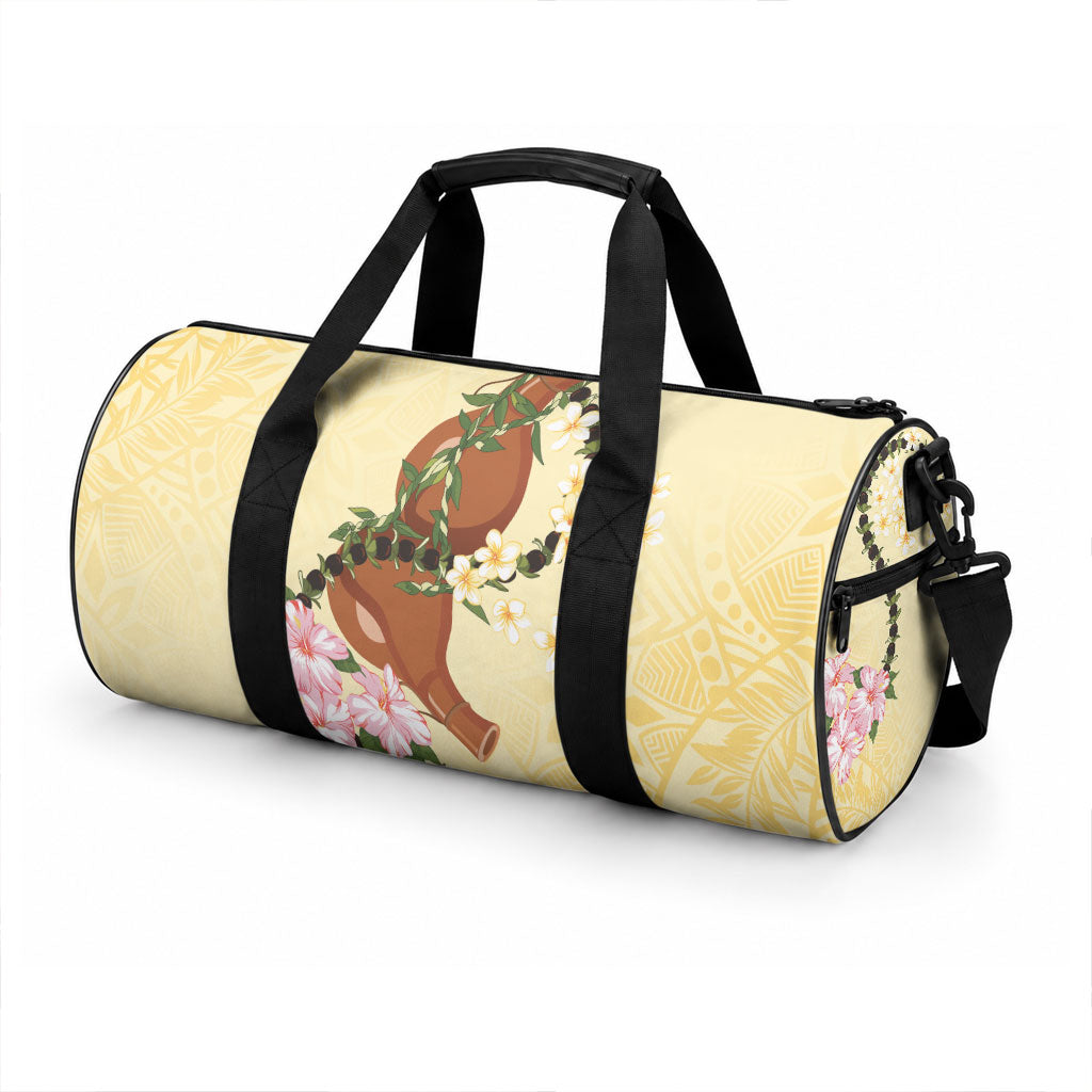Aloha Hawaii Ipu Gourd Mix Kukui Nut Lei Duffle Bag Lemon Yellow LT7 - Polynesian Pride