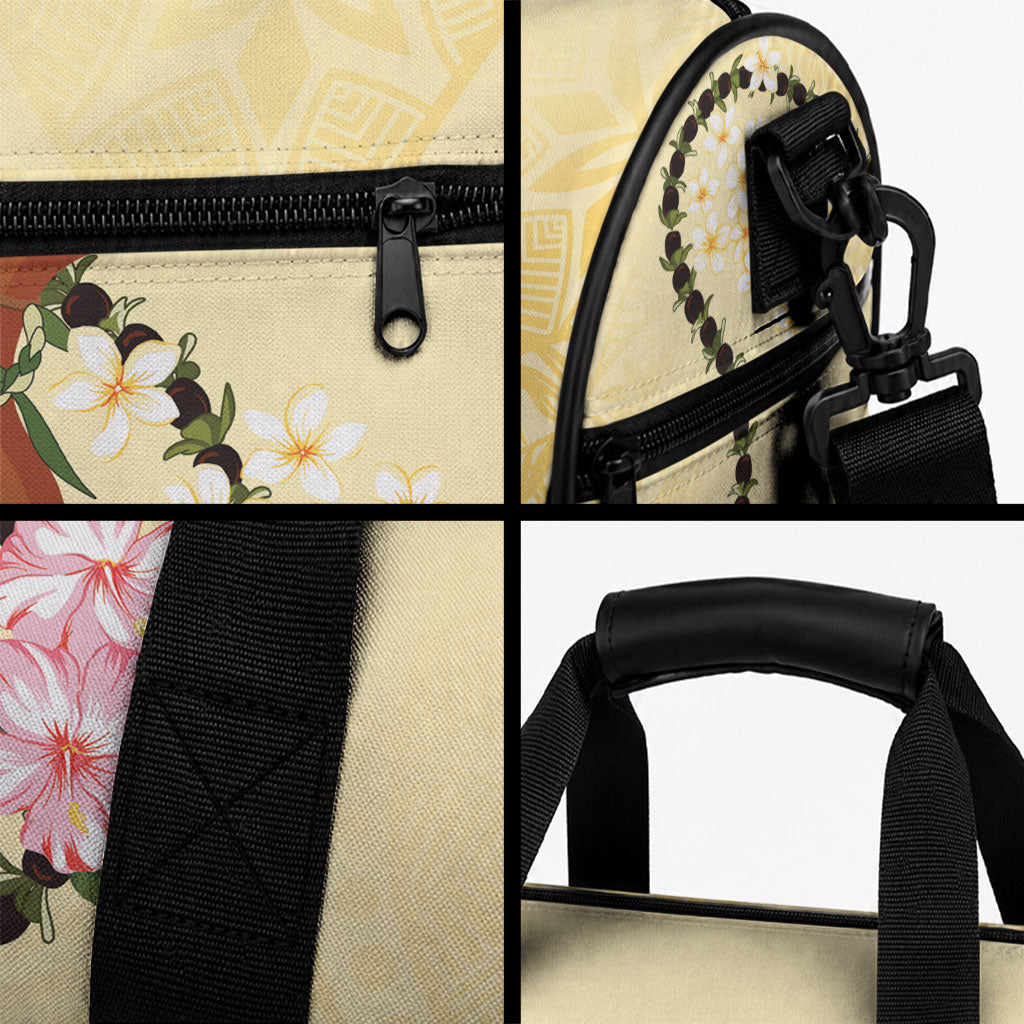 Aloha Hawaii Ipu Gourd Mix Kukui Nut Lei Duffle Bag Lemon Yellow LT7 - Polynesian Pride