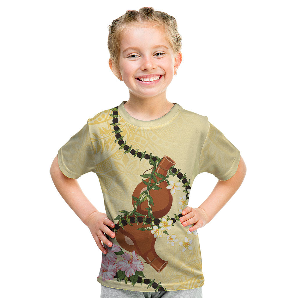 Aloha Hawaii Ipu Gourd Mix Kukui Nut Lei Kid T Shirt Lemon Yellow LT7 Lemon Yellow - Polynesian Pride