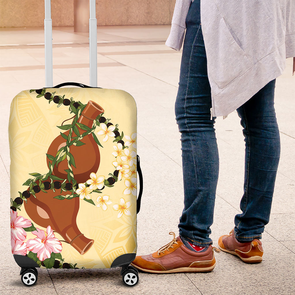 Aloha Hawaii Ipu Gourd Mix Kukui Nut Lei Luggage Cover Lemon Yellow LT7 Lemon Yellow - Polynesian Pride