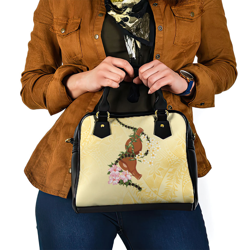 Aloha Hawaii Ipu Gourd Mix Kukui Nut Lei Shoulder Handbag Lemon Yellow LT7 - Polynesian Pride