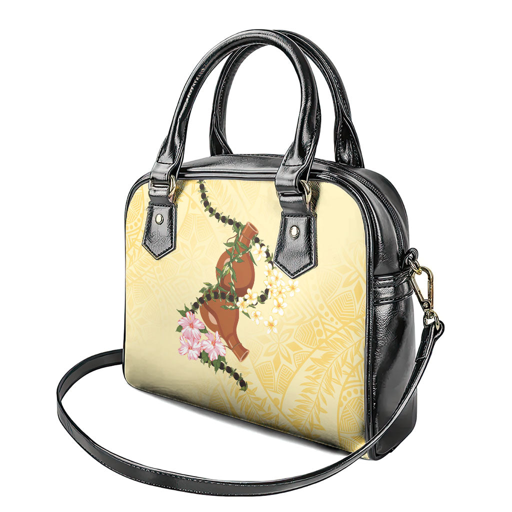 Aloha Hawaii Ipu Gourd Mix Kukui Nut Lei Shoulder Handbag Lemon Yellow LT7 - Polynesian Pride