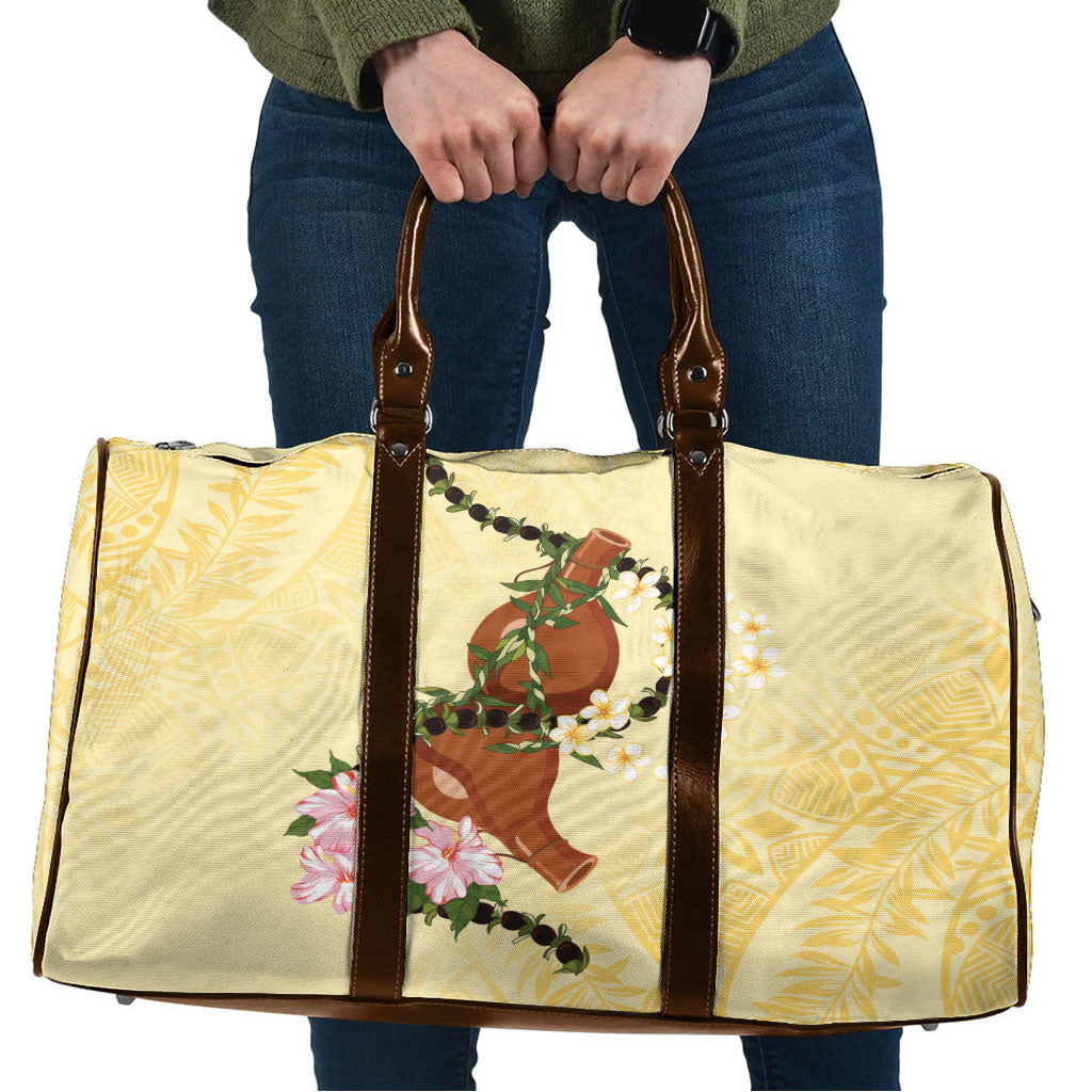 Aloha Hawaii Ipu Gourd Mix Kukui Nut Lei Travel Bag Lemon Yellow LT7 Lemon Yellow - Polynesian Pride