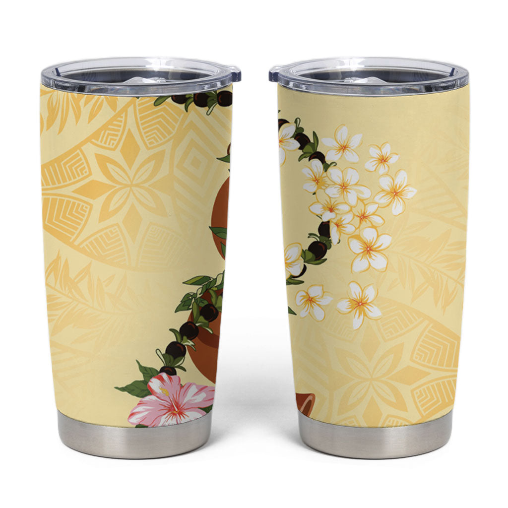 Aloha Hawaii Ipu Gourd Mix Kukui Nut Lei Tumbler Cup Lemon Yellow LT7 Lemon Yellow - Polynesian Pride