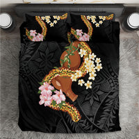 Aloha Hawaii Ipu Gourd Mix ʻĀkulikuli Lei Bedding Set Obsidian Black LT7 Obsidian Black - Polynesian Pride