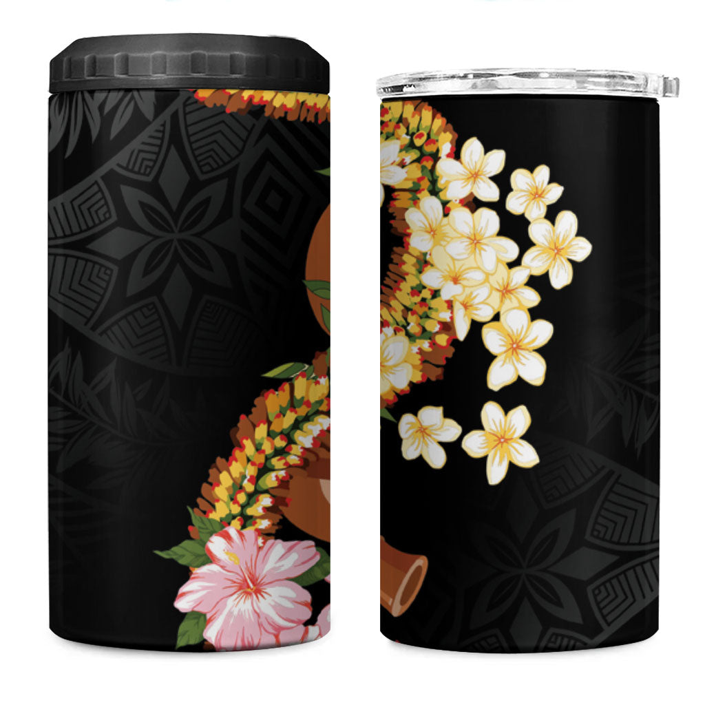 Aloha Hawaii Ipu Gourd Mix ʻĀkulikuli Lei 4 in 1 Can Cooler Tumbler Obsidian Black LT7 One Size: 16 oz Obsidian Black - Polynesian Pride