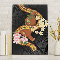 Aloha Hawaii Ipu Gourd Mix ʻĀkulikuli Lei Canvas Wall Art Obsidian Black LT7 Without Frame Obsidian Black - Polynesian Pride