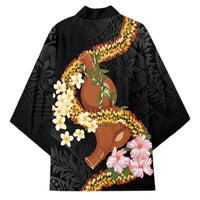 Aloha Hawaii Ipu Gourd Mix ʻĀkulikuli Lei Kimono Obsidian Black LT7 - Polynesian Pride
