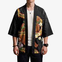 Aloha Hawaii Ipu Gourd Mix ʻĀkulikuli Lei Kimono Obsidian Black LT7 - Polynesian Pride