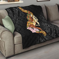 Aloha Hawaii Ipu Gourd Mix ʻĀkulikuli Lei Quilt Obsidian Black LT7 - Polynesian Pride