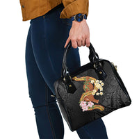 Aloha Hawaii Ipu Gourd Mix ʻĀkulikuli Lei Shoulder Handbag Obsidian Black LT7 - Polynesian Pride