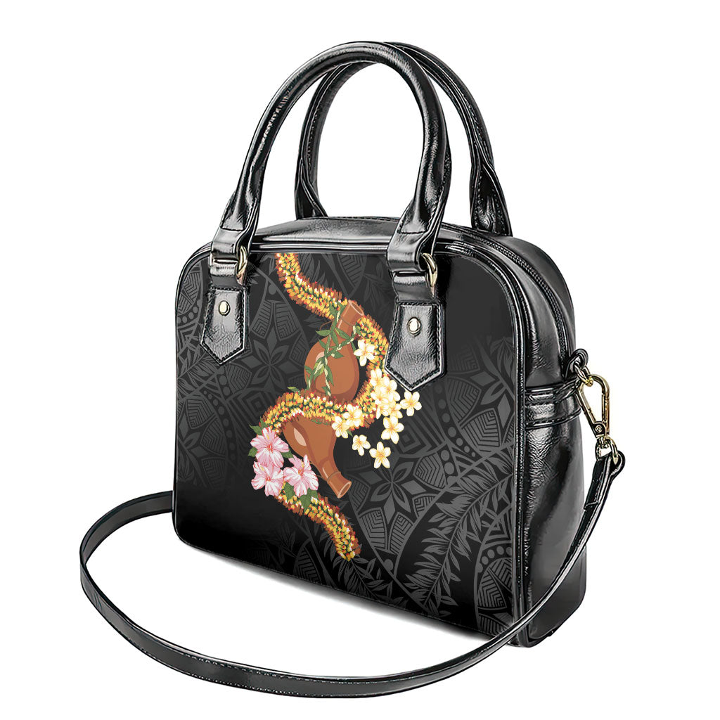Aloha Hawaii Ipu Gourd Mix ʻĀkulikuli Lei Shoulder Handbag Obsidian Black LT7 - Polynesian Pride