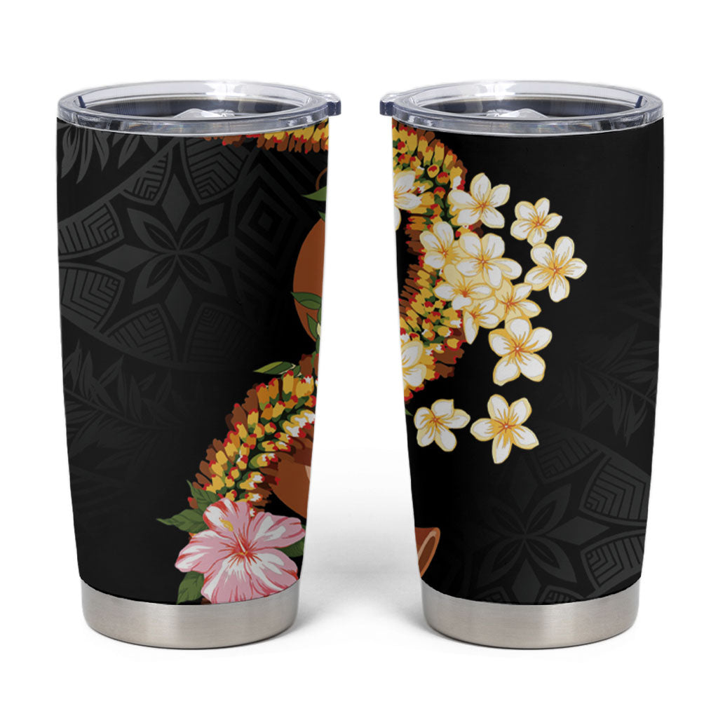 Aloha Hawaii Ipu Gourd Mix ʻĀkulikuli Lei Tumbler Cup Obsidian Black LT7 Obsidian Black - Polynesian Pride