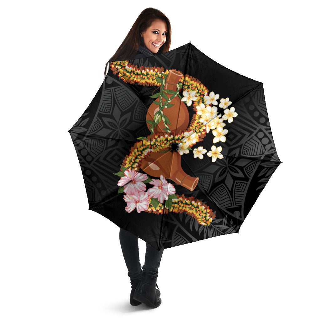 Aloha Hawaii Ipu Gourd Mix ʻĀkulikuli Lei Umbrella Obsidian Black LT7 - Polynesian Pride