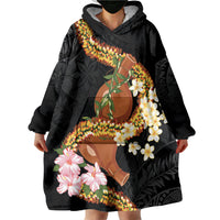 Aloha Hawaii Ipu Gourd Mix ʻĀkulikuli Lei Wearable Blanket Hoodie Obsidian Black LT7 - Polynesian Pride