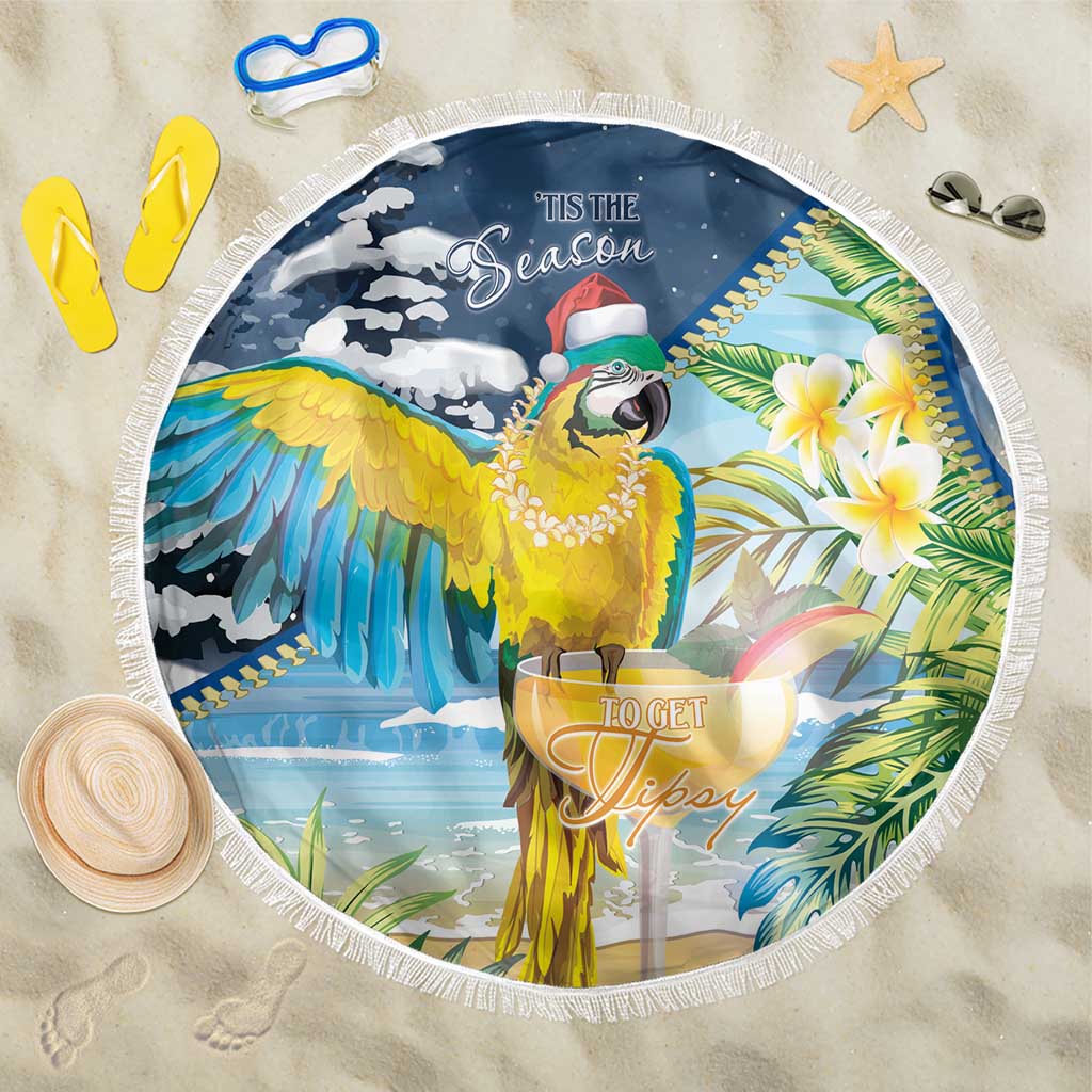 Funny Tropical Christmas Beach Blanket Tis The Season To Get Tipsy LT7 One Size 150cm Colorful - Polynesian Pride