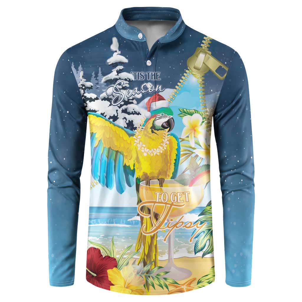 Funny Tropical Christmas Button Sweatshirt Tis The Season To Get Tipsy LT7 Colorful - Polynesian Pride
