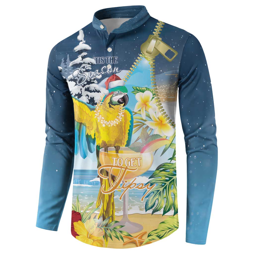 Funny Tropical Christmas Button Sweatshirt Tis The Season To Get Tipsy LT7 - Polynesian Pride