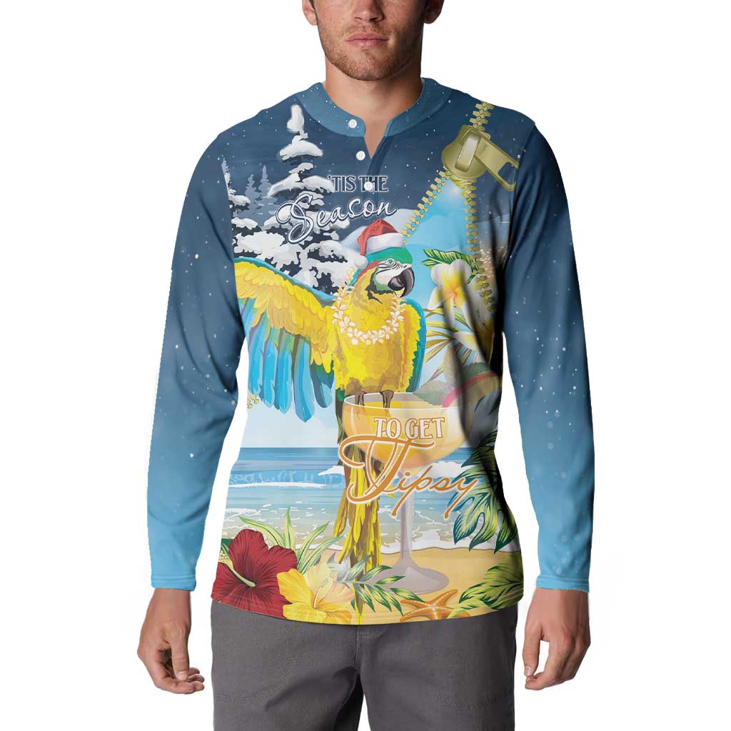 Funny Tropical Christmas Button Sweatshirt Tis The Season To Get Tipsy LT7 - Polynesian Pride
