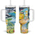 Funny Tropical Christmas Tumbler With Handle Tis The Season To Get Tipsy