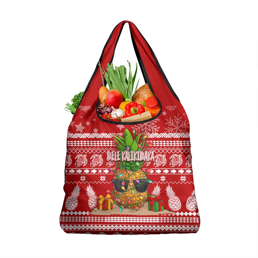 Hawaii Pineapple Christmas Grocery Bag Mele Kalikimaka