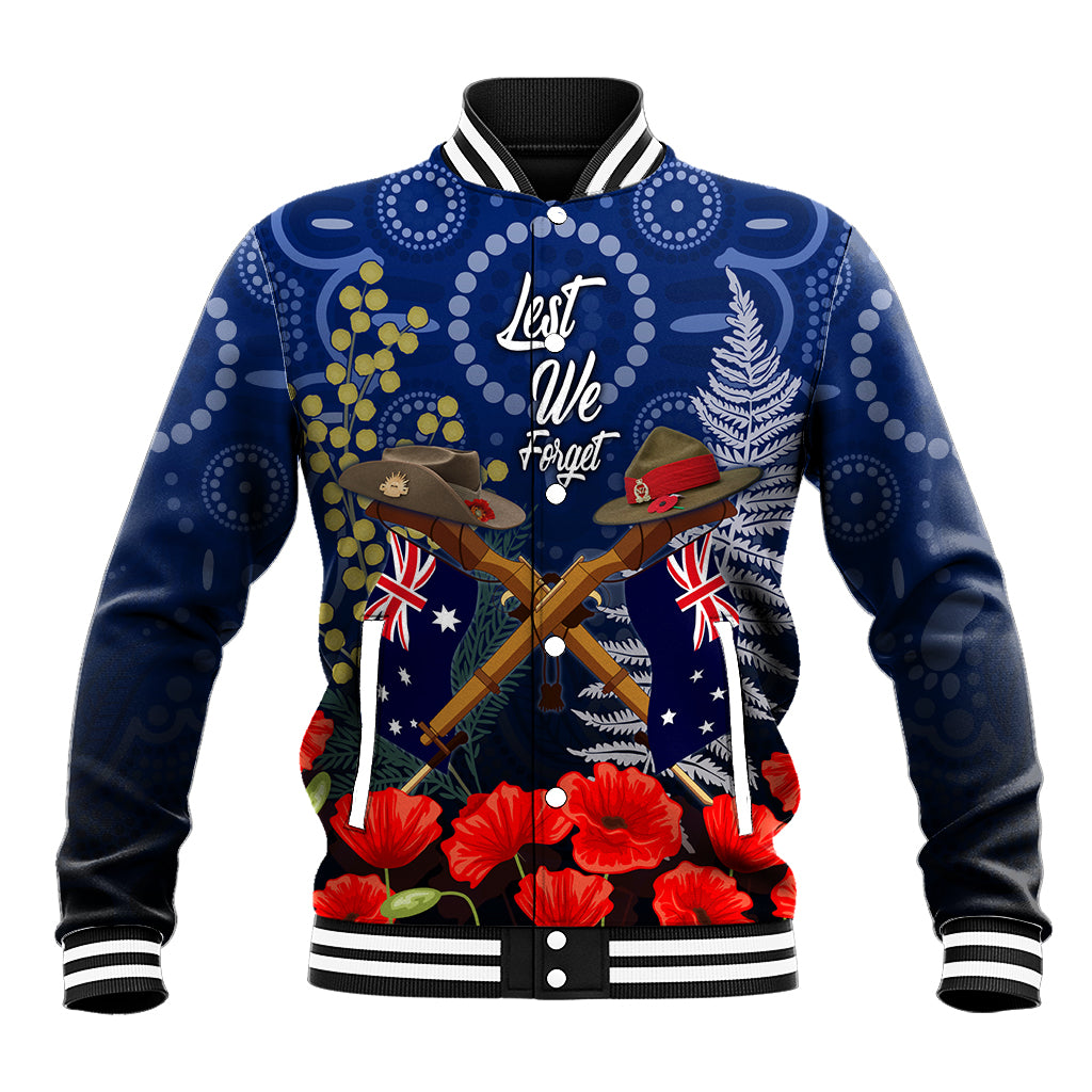 Anzac Baseball Jacket Australia Aboriginal Mix New Zealand Slouch Hats LT7 Unisex Blue - Polynesian Pride