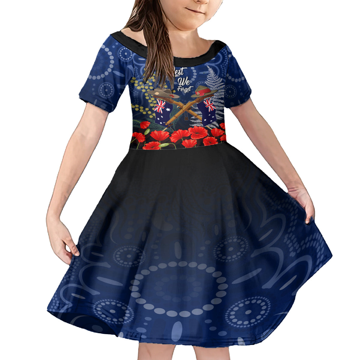 Anzac Kid Short Sleeve Dress Australia Aboriginal Mix New Zealand Slouch Hats LT7 KID Blue - Polynesian Pride