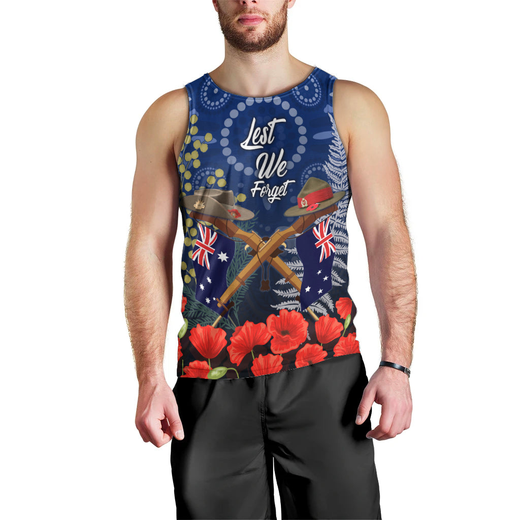 Anzac Men Tank Top Australia Aboriginal Mix New Zealand Slouch Hats LT7 - Polynesian Pride