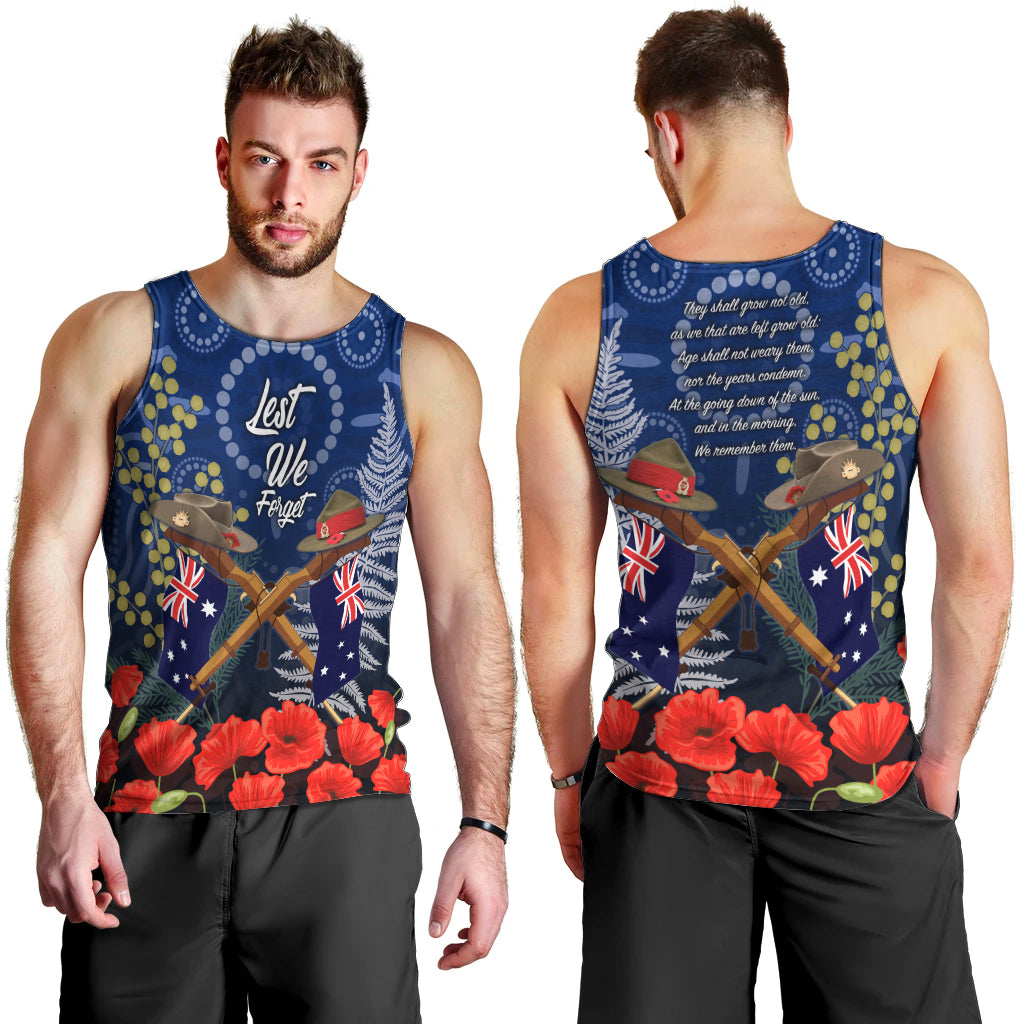 Anzac Men Tank Top Australia Aboriginal Mix New Zealand Slouch Hats LT7 - Polynesian Pride