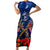 Anzac Short Sleeve Bodycon Dress Ausralia Aboriginal Mix New Zealand Slouch Hats LT7 Long Dress Blue - Polynesian Pride