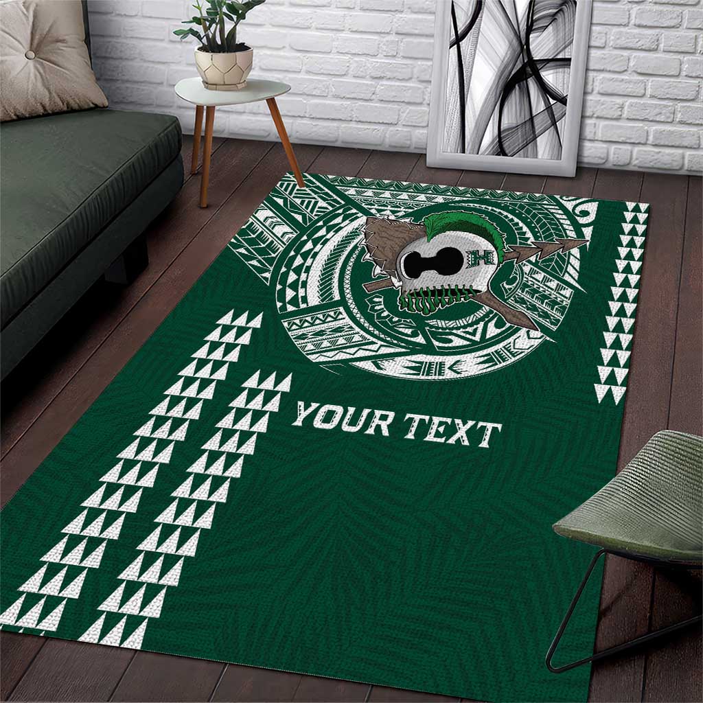 Hawaii Rainbow Warriors Personalized Area Rug Kakau Ikaika Laau Pama LT7 Green - Polynesian Pride